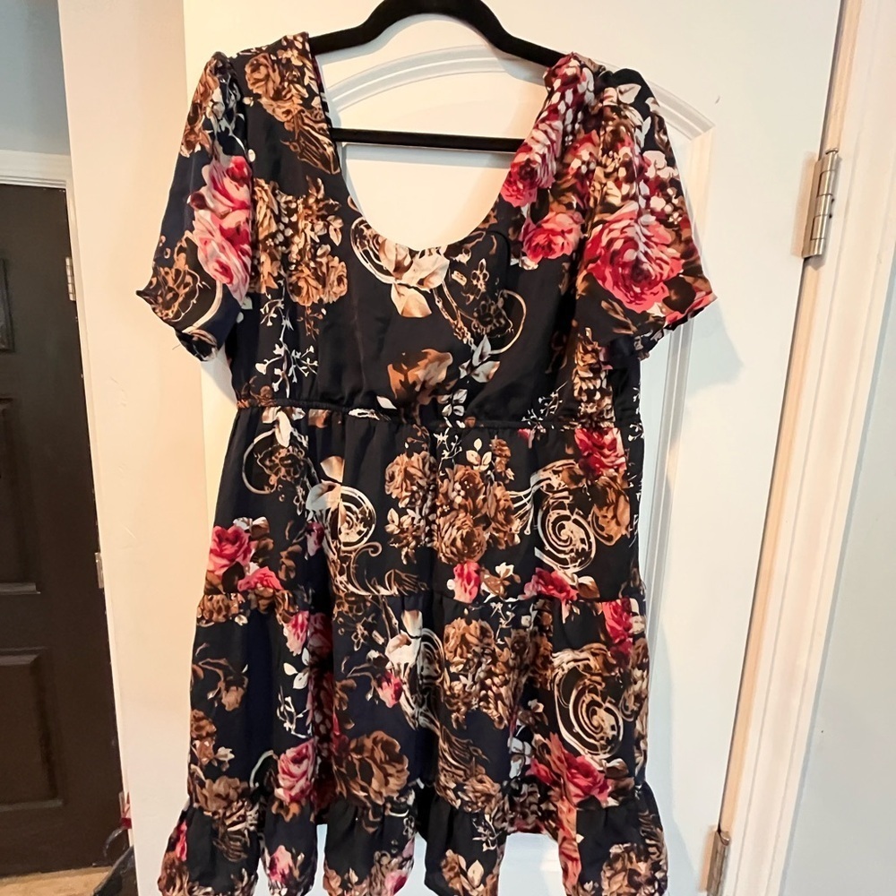 Floral Print Dress with Ruffle Hem